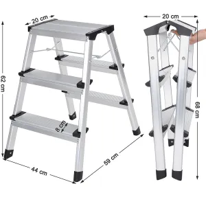 SONGMICS Hliníkový žebřík - 3 příčky