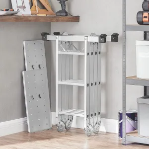 SONGMICS Hliníkový žebřík se 2 kovovými deskami Rino stříbrný