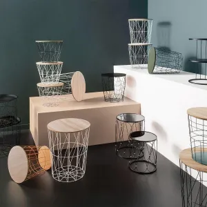 ATMOSPHERA Drôtený odkladací stolík Kumi biely
