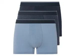 Livergy® Pánske bavlnené boxerky, 3 kusy (M, námornícka modrá/modrá)