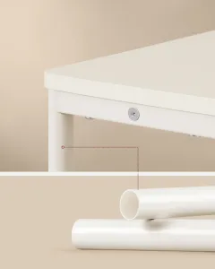 VASAGLE Úzky rozkladací stolík s napájacím zdrojom a USB kľúčom a zásuvkou USB krémový