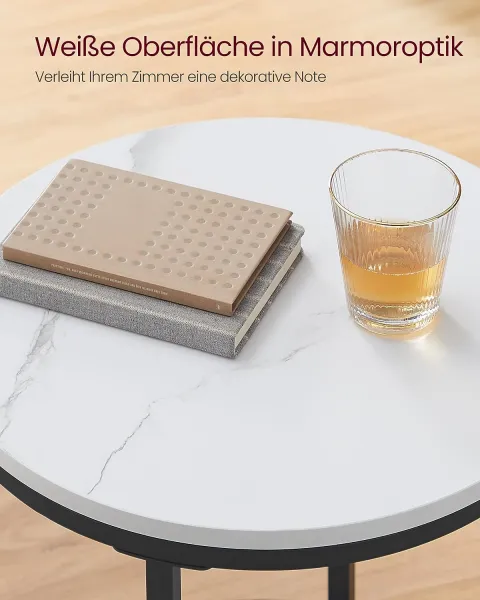 VASAGLE Kruhový konferenčný stolík čierny biely