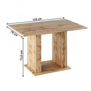 Jedálenský stôl, dub wotan, 119x79 cm, BISTRO