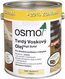 OSMO Tvrdý voskový olej pre interiéry 3 l Bezfarebný matný 3062 (20 % ZADARMO)