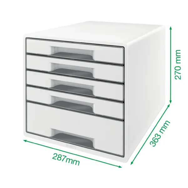 Zásuvkový box Leitz WOW s 5 zásuvkami červený