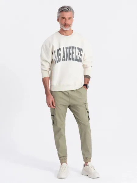 Trendy jogger kapsáčové nohavice pre pánov khaki