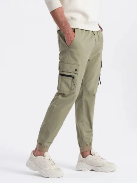 Trendy jogger kapsáčové nohavice pre pánov khaki
