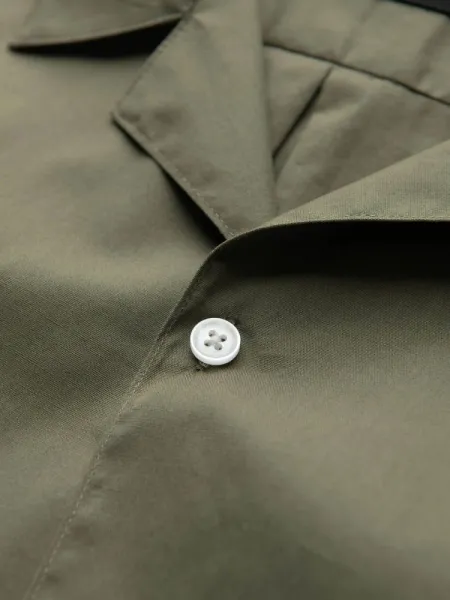 Pánska košeľa s krátkym rukávom-kubánsky golier-khaki