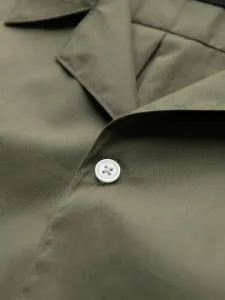Pánska košeľa s krátkym rukávom-kubánsky golier-khaki