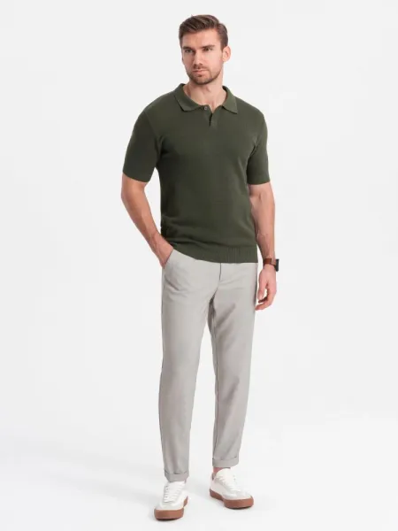 Trendy pánske chinos nohavice svetlo šedé