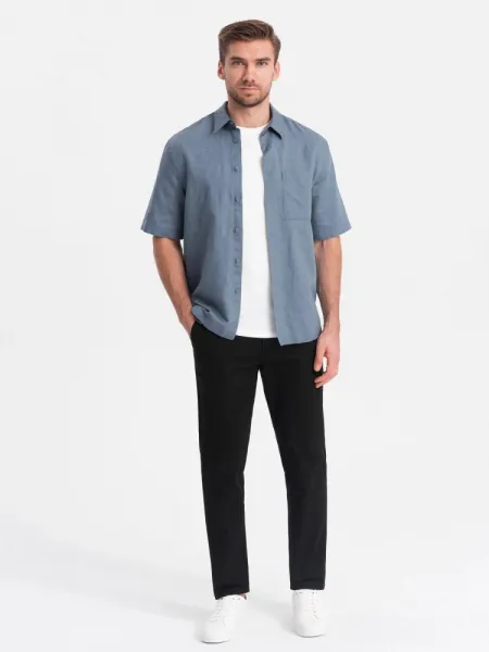 Jedinečné pánske slim fit chinos nohavice čierne