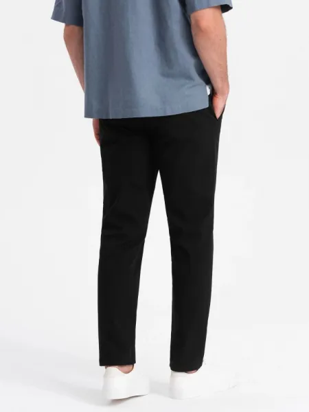 Jedinečné pánske slim fit chinos nohavice čierne