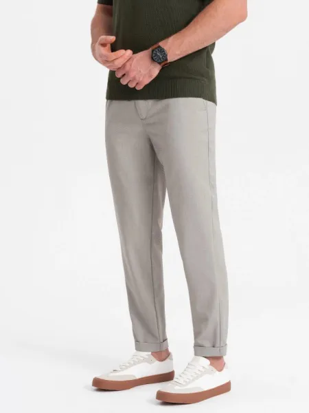 Trendy pánske chinos nohavice svetlo šedé
