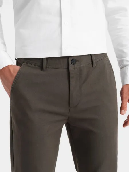 Elegantné pánske chinos nohavice khaki