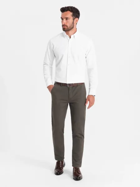 Elegantné pánske chinos nohavice khaki
