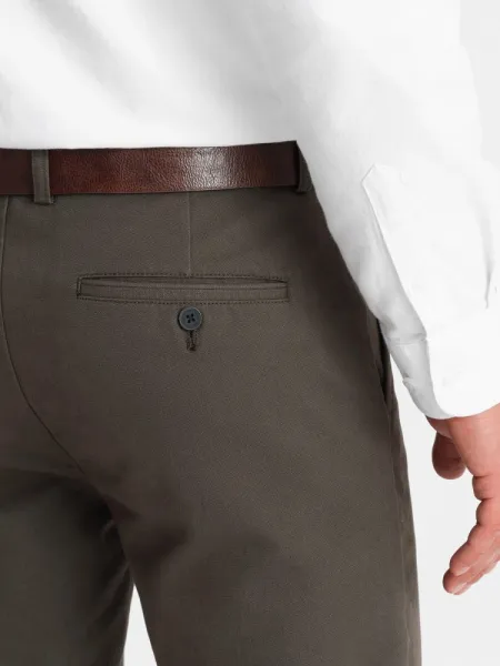 Elegantné pánske chinos nohavice khaki
