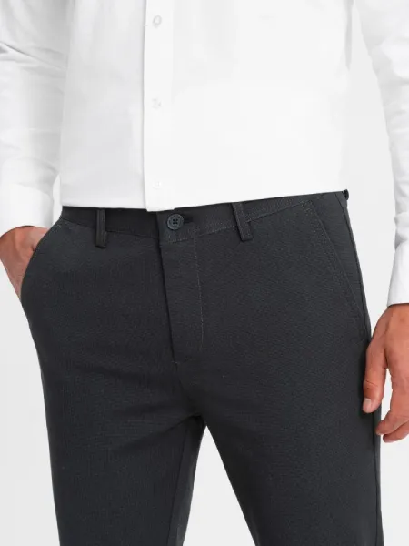 Elegantné pánske chinos nohavice grafitové