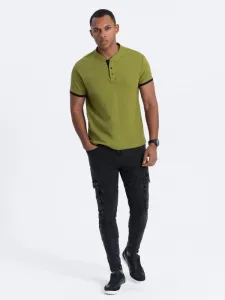 Trendy pánska polokošeľa - olivová