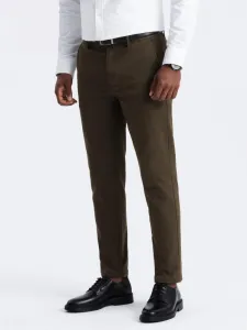 Elegantné pánske chinos nohavice s jemnou textúrou olivové