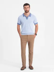 Jedinečné pánske slim fit chinos nohavice svetlo hnedé