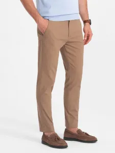 Jedinečné pánske slim fit chinos nohavice svetlo hnedé