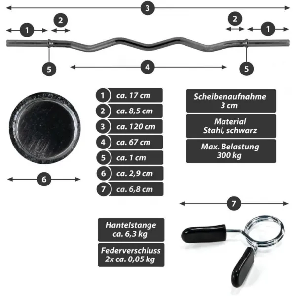 MAXXIVA 86692 zakrivená tyč na nakladanie, pružina, čierna, 120 cm