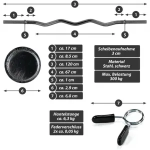 MAXXIVA 86692 zakrivená tyč na nakladanie, pružina, čierna, 120 cm