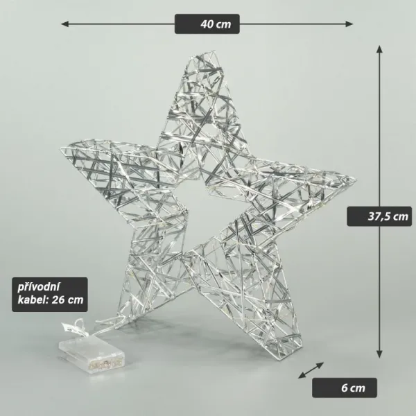 Nexos 85998 Vianočná hviezda s časovačom- teple biela, 30 LED, 40 cm
