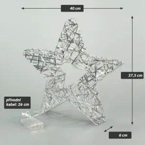 Nexos 85998 Vianočná hviezda s časovačom- teple biela, 30 LED, 40 cm