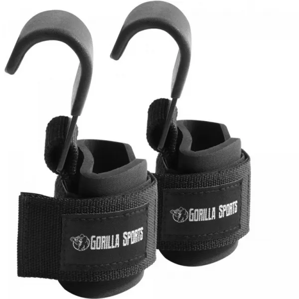 Gorilla Sports Posilňovacie háky súprava 2 ks čierna/biela