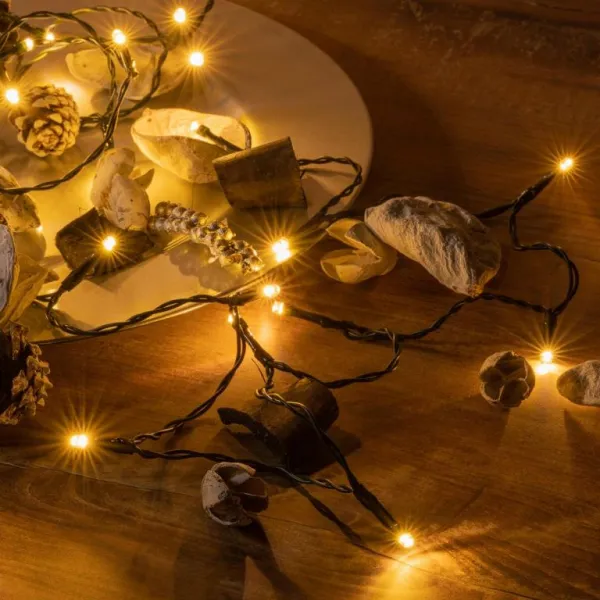 NEXOS Vianočná reťaz, 200 LED, teple biela, zelený kábel