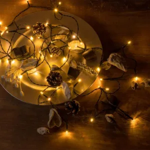 NEXOS Vianočná reťaz, 200 LED, teple biela, zelený kábel