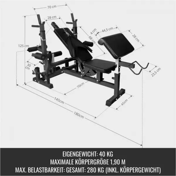 Gorilla Sports Posilňovacia stanica so závažím 105 kg, čierna