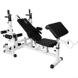 Gorilla Sports Lavica, kladka + nakladací set 100 kg, biela