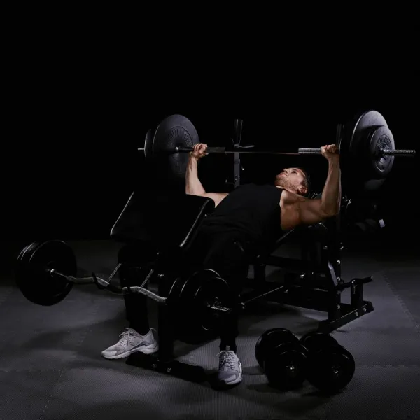 Multifunkčná lavica Universal Multi Gym s plastovými činkami