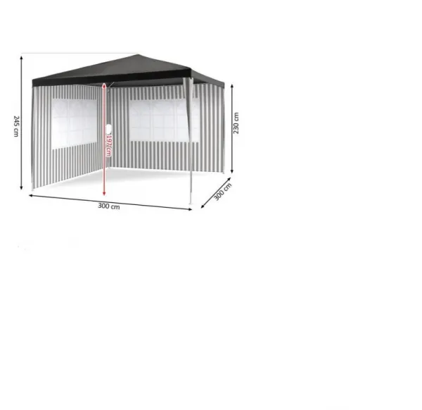 Garthen 71372 Záhradný párty stan - antracit, 3 x 3 m + 2 bočnice