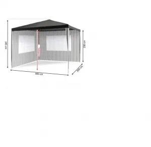 Garthen 71372 Záhradný párty stan - antracit, 3 x 3 m + 2 bočnice