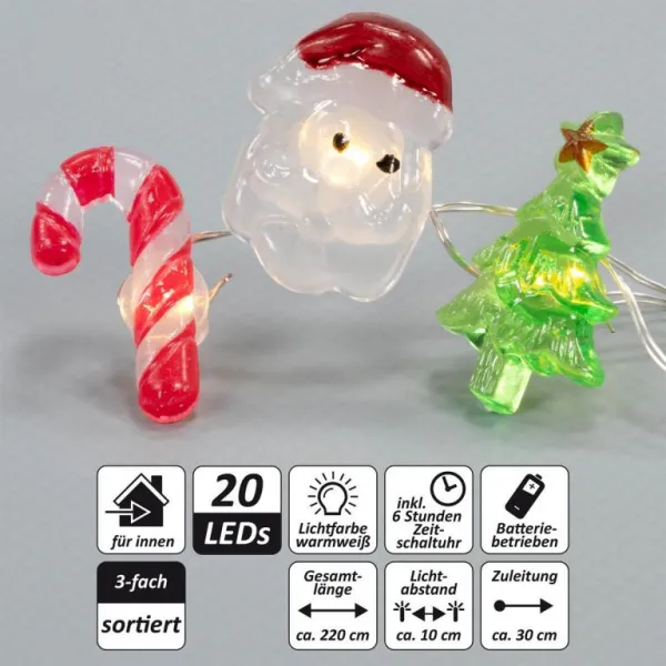Nexos 86374 Vianočná svetelná dekorácia, 20 LED, teplá biela, 3 ks