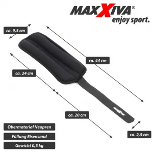 MAXXIVA 85018 Záťažové manžety 2 x 0,5 kg, čierne
