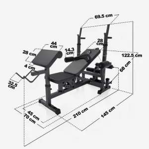 Gorilla Sports Sada posilňovacej lavice + nakladací set, čierna