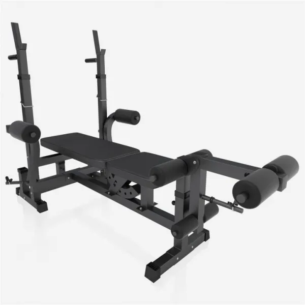 Gorilla Sports Sada posilňovacej lavice + nakladací set, čierna