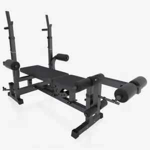 Gorilla Sports Sada posilňovacej lavice + nakladací set, čierna