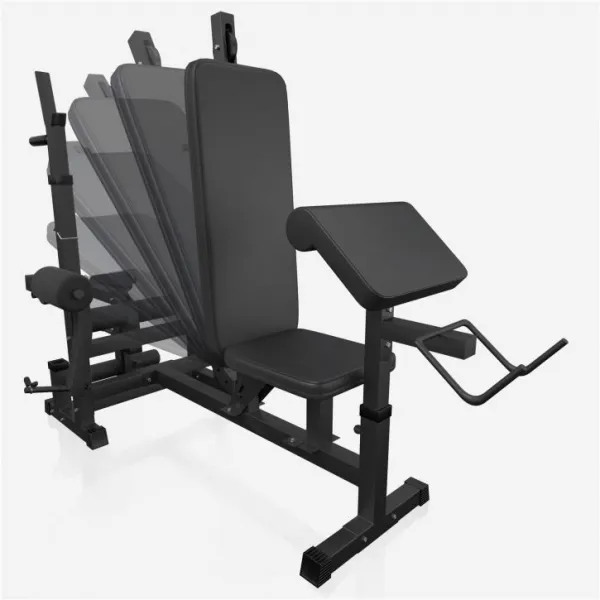 Gorilla Sports Sada posilňovacej lavice + nakladací set, čierna