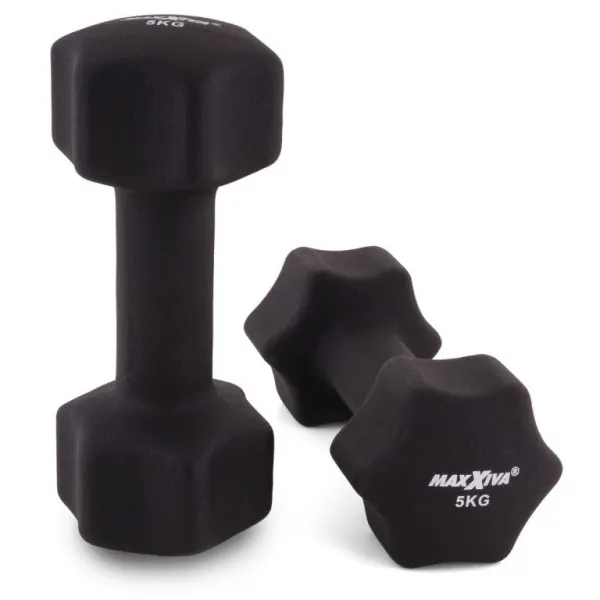 MAXXIVA 84984 sada činiek s neoprénovým poťahom 2x 5 kg, čierna