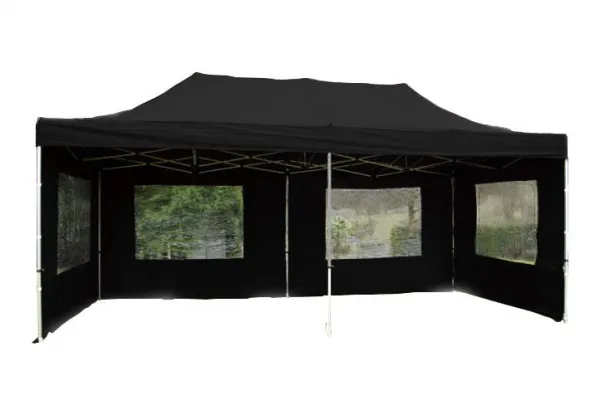 Garthen PROFI 2267 Záhradný párty stan 3x6 m čierny nožnicový