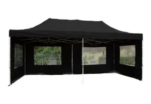 Garthen PROFI 2267 Záhradný párty stan 3x6 m čierny nožnicový