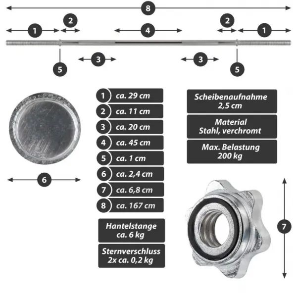 MAXXIVA 90684 obojručný činkový set, 60,5 kg, 8 závaží