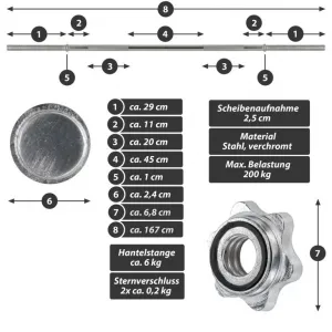 MAXXIVA 90684 obojručný činkový set, 60,5 kg, 8 závaží