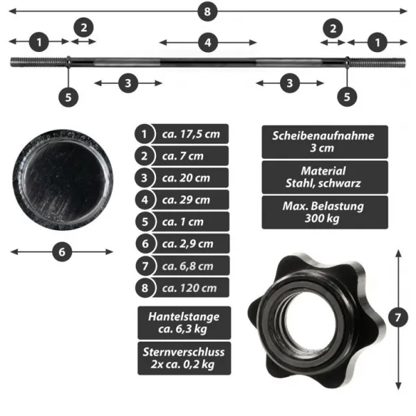 MAXXIVA 86695 Vzpieračská tyč na nakladanie,čierna,120 cm