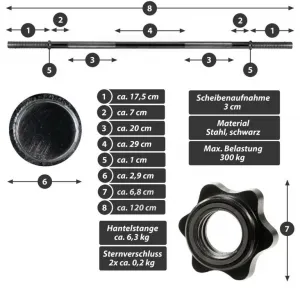MAXXIVA 86695 Vzpieračská tyč na nakladanie,čierna,120 cm